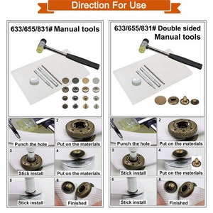 Snap Button Tool-manual Installation for Rivet/Press Stud/Popper/Prong Button/Jeans Button/Die image 8