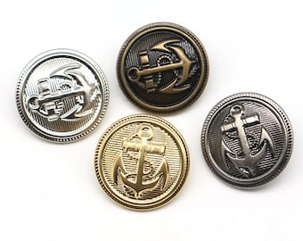 Metal Anchor Buttons-10Pcs Antique Silver Gold Bronze Button for Sewing-JK Uniform/Blazer/Jacket/Coat/Sweater/Cardigan