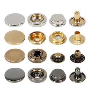 10 boutons-pression plats en métal, boutons-pression argentés/bronze/or/cuivre pour jean/veste/manteau/cuir/portefeuille/bricolage image 1