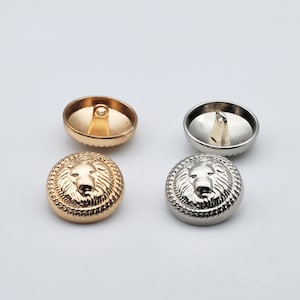 Metal Lion Buttons-6Pcs Gold/Silver Shank Button for Sewing-Blazer/Jacket/Coat/Sweater