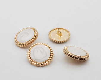 Botones de perla de metal - 6 piezas de oro blanco para coser en blazer, chaqueta, abrigo, suéter y cárdigan