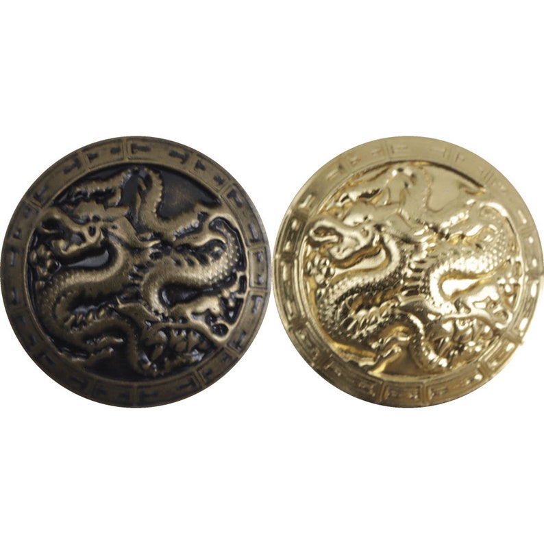 Metal Dragon Buttons-10Pcs Brass Vintage Bronze/Gold Button for Sewing-Blazer/Jacket/Coat/Sweater image 2
