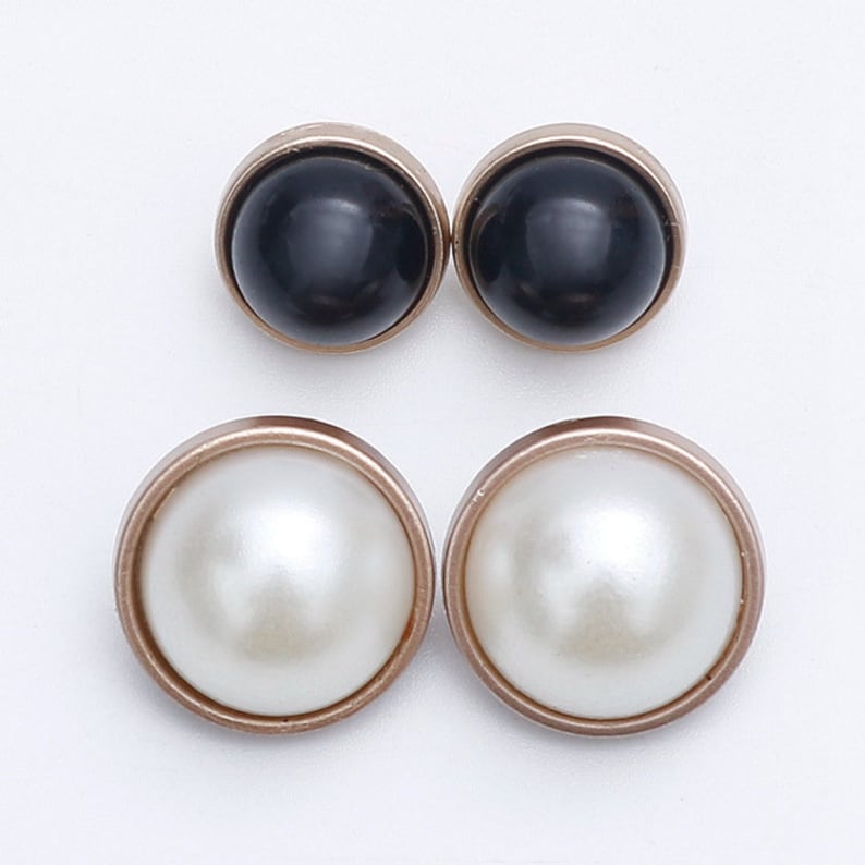 Bottoni in metallo con perle-6 pezzi Bottoni dorati bianchi neri per cucire camicie/cardigan/giacca/giacca/cappotto/maglione immagine 2