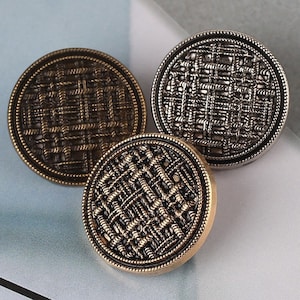 Metal Weave Buttons-6Pcs Black Gold/Bronze/Nickel Grid Button for Sewing-Sweater/Blazer/Jacket/Coat