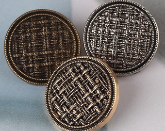 Metal Weave Buttons-6Pcs Black Gold/Bronze/Nickel Shank Button for Sewing-Sweater/Blazer/Jacket/Coat