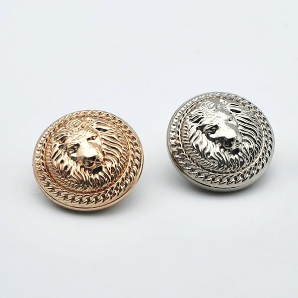 Botones de león de metal, 6 botones dorados y plateados para coser, blazer/chaqueta/abrigo/suéter/cárdigan