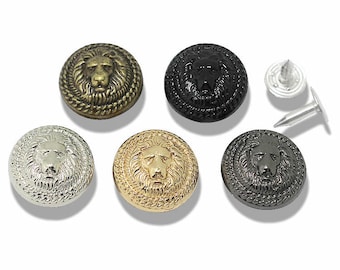 Boutons à tige en métal - 10 clous lion pour jeans, plastron/pantalon/veste/manteau