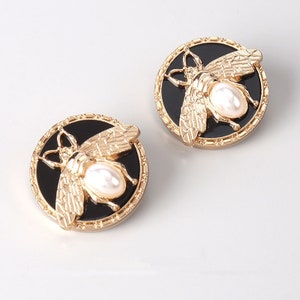 Metal Bee Pearl Buttons-6Pcs 23MM Rose Gold Round Shank Button for Sewing-Blazer/Jacket/Coat/Cardigan zdjęcie 4