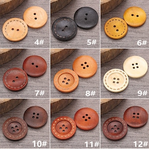 Wood Buttons-20Pcs Vintage Laser Dashed Line Wooden Hole Button for Sewing-Shirt/Cardigan/Sweater/Coat/Bag image 9