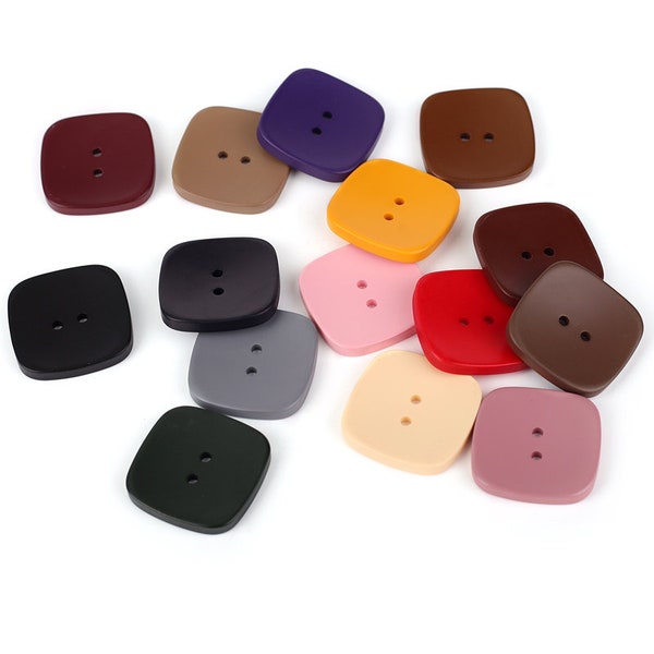 Resin Square Buttons-10Pcs Colorful Hole Button for Sewing-Pajamas/Blazer/Jacket/Coat/Sweater/Cardigan/Wallet