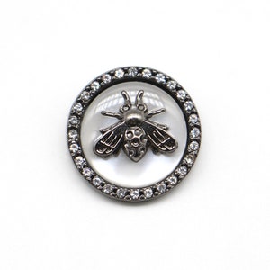 Metal Rhinestone Buttons-6Pcs Bee White/Silver/Gun Button for Sewing-Blazer/Jacket/Coat/Sweater image 7