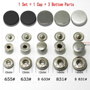 Metal Flat Snap Buttons-10Pcs Press Stud Popper Bronze/Gun/Silver/Gold/Black for Jeans/Jacket/Coat/Leather/Wallet/DIY zdjęcie 2