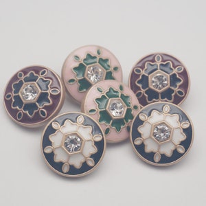 Metal Pearl Rhinestone Buttons-6Pcs Gold Black White Pink Green Shank Button for Sewing-Blazer/Jacket/Coat/Sweater