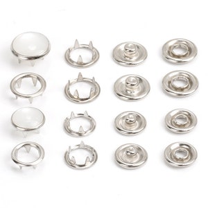 Boutons-pression perlés en métal 10 pièces boutons-pression argentés pour jean/veste/manteau/cuir/portefeuille/bricolage image 4