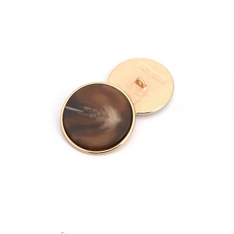 Metal Pearl Buttons-6Pcs GoldWhite/Black/Brown Pattern Button for Sewing-Blazer/Jacket/Coat/Sweater/Cardigan Dark brown pattern