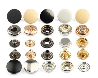 Metal Flat Arc Snap Buttons-10Pcs Press Stud Popper Bronze/Gun/Silver/Gold/Black for Jeans/Jacket/Coat/Leather/Wallet