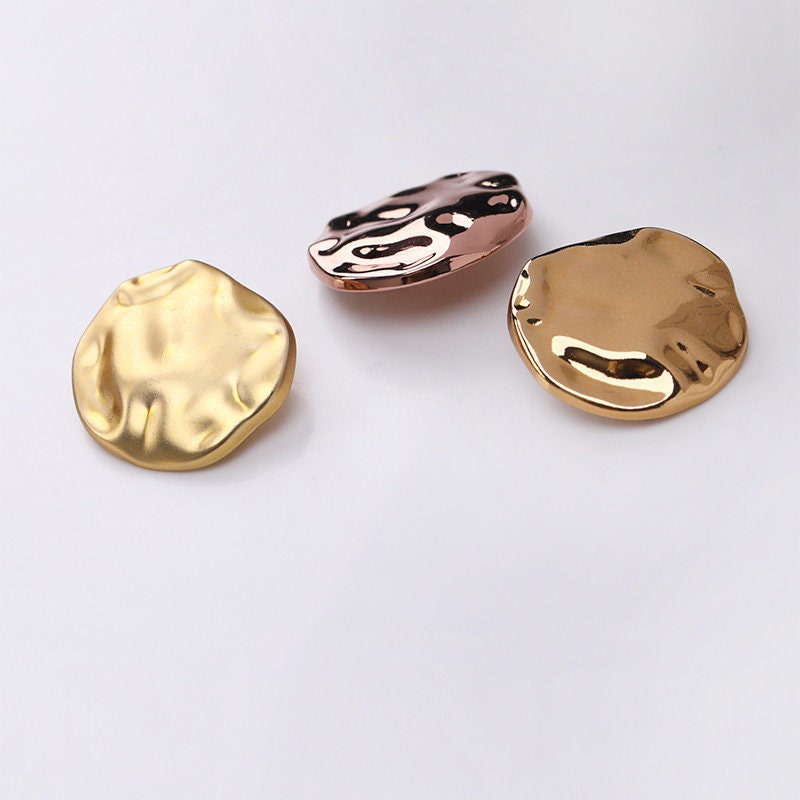 Mat Button Ripple Rounded Metal Irregular Buttons-6pcs Gold Ripple Button for Sewing-sweater ...