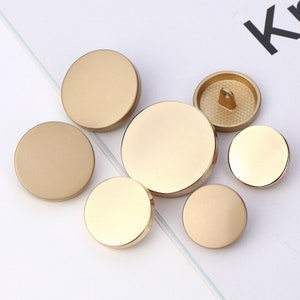 Metal Mirror Flat Buttons-6Pcs Round Gold/Silver/Gun/Black Shank Button for Sewing-Shirt/Blazer/Skirt/Jacket/Coat image 4