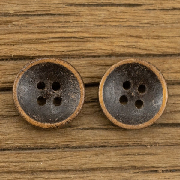 Small Wood Buttons-20Pcs Vintage Old Black Brown Wooden Hole Button for Sewing-Shirt/Cardigan/Sweater/Bag