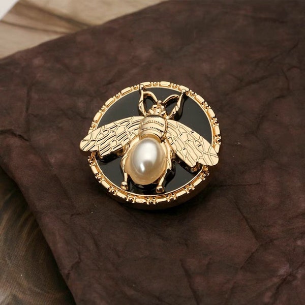 Boutons en perles d'abeille en métal, 6 pièces, bouton à tige ronde en or Rose de 23MM pour la couture-Blazer/veste/manteau/Cardigan
