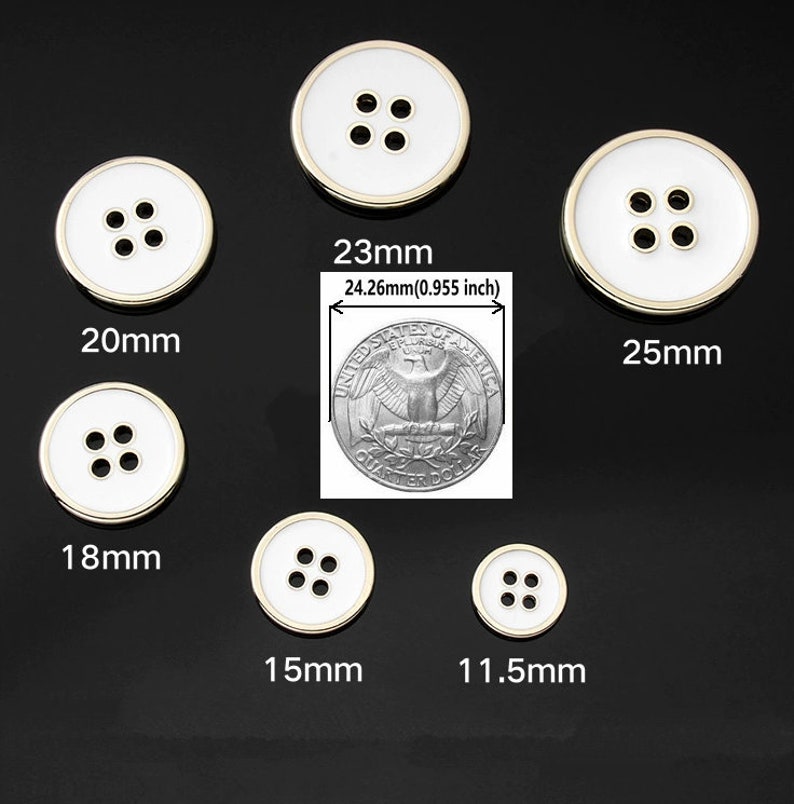 Metal Hole Buttons-6Pcs Black/WhiteGold/Silver Hole Button for Sewing-Suit/Shirt/Blazer/Jacket/Coat/Sweater image 9