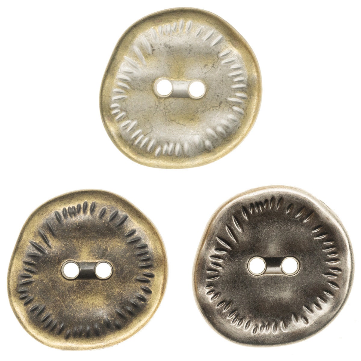 Silver Buttons with Irregular Stripes, Large - Set of 3 – Edgewood