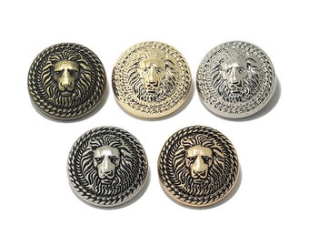 Botones de león de Metal, 6 uds., botón negro bronce/dorado/plateado para coser camisa/Blazer/chaqueta/abrigo/suéter