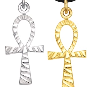 Collar con colgante de cruz egipcia Ankh en plata de ley, símbolo egipcio, colgante de la llave de la vida, chapado en oro o platino.