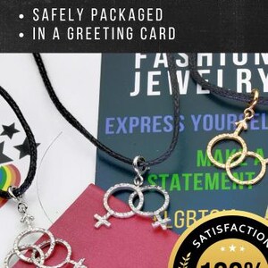 Sterling Silver Female, Male, Venus, Mars, Demiboy, Demigirl: Necklace, Charm, Pendant, Gift image 19
