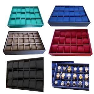 Elegant Fine Handcrafted Deep Stackable Watch Tray | 18 Slot - 3 by 6 Watch Tray for Watch collectors, stores, businesses, individuals