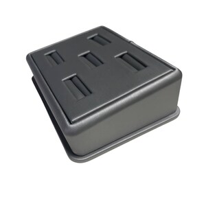 5 Ring Insert Slot Display Set - Silver / Grey Leather Design - Great for Jewelry Displays and Stores