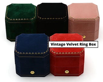 Vintage Octagon Ontwerp Fluwelen Sieraden Ring Doos Luxe Trouwring Doos Voorstel Opbergdoos Verlovingsring Doos Verjaardag Geschenkdoos