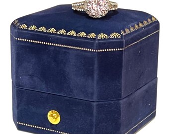 ブルーヴィンテージデザインジュエリーリングボックス 高級結婚指輪