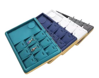 Stackable Suede Luxurious & Elegant Counter Jewelry Tray Display for Necklace Display, Events, Individual, Store Showcases, Business Owners