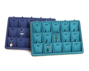 Stackable Suede Luxurious & Elegant Counter Jewelry Tray Display for 12 Pendant Display, Events, Individual, Store Showcase, Business Owners