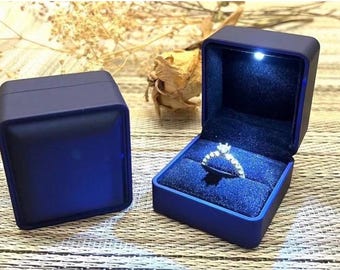 New Design LED Light Engagement / Wedding Ring Gift Box for Proposal Blue Black Red - Custom Logo Available!