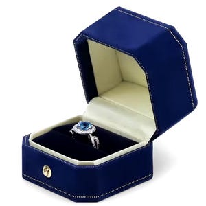 Blue Vintage Design Jewelry Ring Box Luxury Wedding Ring Box Proposal Storage Box Engagement Ring Anniversary Gift Box Blue Velvet