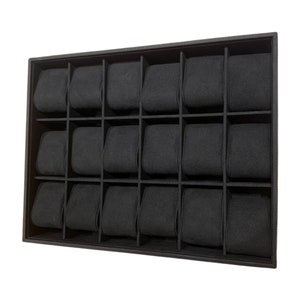 Elegant Deep Black Stackable Watch Tray | 18 Slot Watch Tray | 3 by 6 Watch Tray for Watch collectors, stores, businesses, individuals