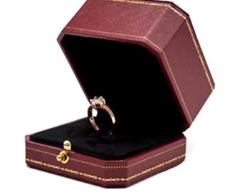 Wine Red Vintage Design Jewelry Ring Box Luxury Wedding Ring Box Proposal Storage Box Engagement Ring Box Anniversary Gift Box Leather