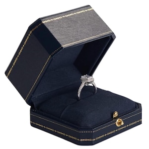 Vintage Design Jewelry Ring Box Luxury Wedding Ring Box Proposal Storage Box Engagement Ring Box Anniversary Gift Box - Leather Navy Blue