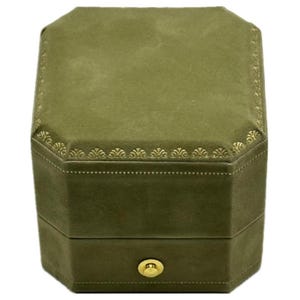 Vintage Design Jewelry Ring Box Luxury Wedding Ring Box Proposal Storage Box Engagement Ring Box Anniversary Gift Box - Forest Green Velvet image 5