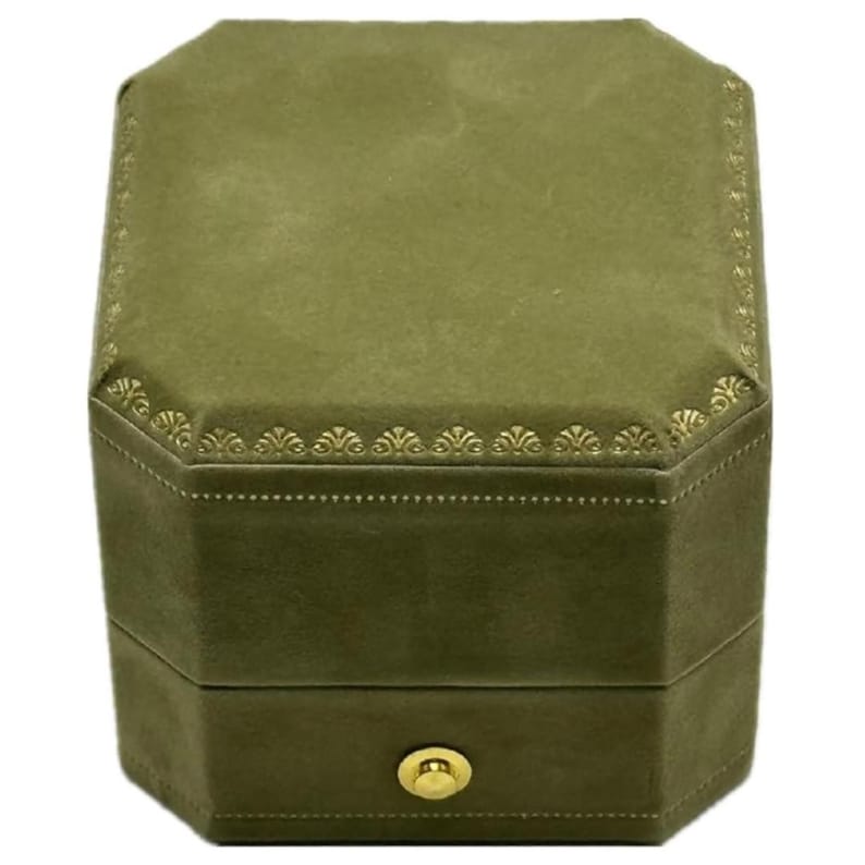 Vintage Design Jewelry Ring Box Luxury Wedding Ring Box Proposal Storage Box Engagement Ring Box Anniversary Gift Box - Forest Green Velvet image 5