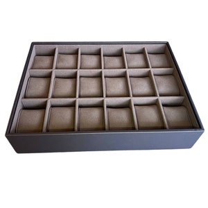 Coffee Brown Stack-able Watch Tray | 18 Slots (3 by 6 Watch) Tray for Watch collectors, stores, businesses, individuals.