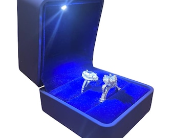 Scatola porta-anelli doppia per coppie con luce LED, regalo per fidanzamento/matrimonio/anniversario/proposta, scatola illuminata - Personalizzazione disponibile
