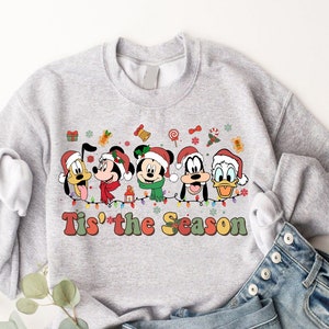 Mickey And Friends Christmas Sweatshirt, Tis The Season Shirt, Disneyland Sweatshirt, Vintage Disneyland Shirt, Disney Trip Shirt