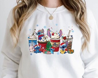 Stitch Coffee Latte Sweatshirt, Stitch Disney Christmas Shirt, Iced Latte Sweet Snow Shirt, Stitch Drink Shirt, Family Christmas Shirt