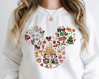 Mickey Minnie Noël Sweatshirt, Chemise Mickey And Friends, Chemise Disney Couple, Chemise de Noël Disney Family, Chemise Mickey Mouse