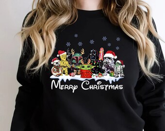 Star Wars Christmas Sweatshirt, Star Wars Friends Shirt,  Santa Hat Shirt, Christmas Star Wars Family Shirt, Merry Christmas Shirt