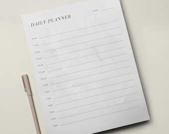 Daily Planner Digital | Minimal Hourly Planner | Simple Planner | Daily Planner Printable | Modern Daily Planner | Monochrome Planner
