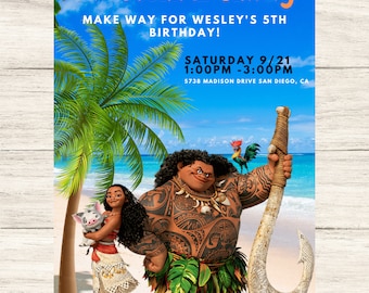 Moana Birthday Invitation